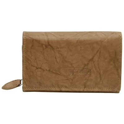 Afbeelding van Money Maker Leren Dames portemonnee, veel opbergruimte, grote portefeuille voor vrouwen, Wallet RFID bescherming, Beige tan