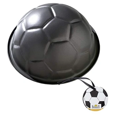 Afbeelding van Birkmann, 212220 Bakvorm, voetbal, 3D bakvorm van koolstofstaal, Ø 22,5 cm, met antiaanbaklaag, grijs, temperatuurbestendig tot 230 C, receptidee