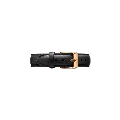 Afbeelding van Daniel Wellington Petite Sheffield, zwart/roségouden horlogeband, 14 mm, leer, voor dames, zwart, Eén maat, Armband