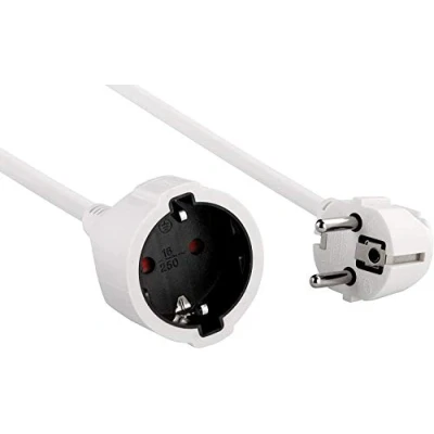 Afbeelding van Electraline 01638 geaard contact, 3 m kabel kunststof kabel, IP20 binnenshuis, verlengkabel met kinderbeveiliging/schuko verlenging, wit