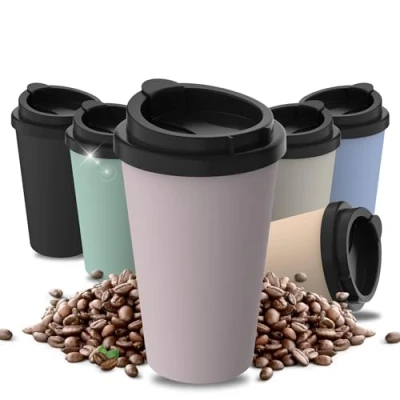 Afbeelding van Uakeii PremiumPlus Thermosbeker van biologisch kunststof 350 ml, lekvrije koffiebeker To Go (lila)