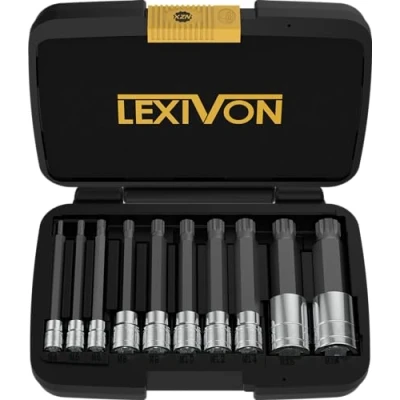 Afbeelding van LEXIVON Triple XZN Vierkante dopsleutelset, extra lang, 10 stuks in Europese stijl M4 M18, gelegeerd staal S2 Premium Verbeterde opbergdoos (LX 145L)