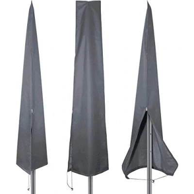 Afbeelding van PATIO PLUS Parasolhoes, robuust, waterdicht, met ritssluiting en verstelbare trekkoord aan de onderkant, 600D, pvc coating, voor parasols van 2 m tot 3 m, grijs, 190 x 25 50 cm