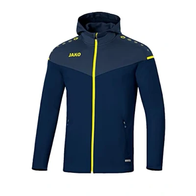 Afbeelding van Jas met kap Champ 2.0 Marine/donkerblauw/fluogeel / 128