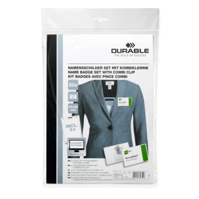 Afbeelding van Badge Durable met combiklem 54x90mm set à 20stuks