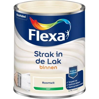 Afbeelding van flexa strak in de lak binnenlak mat roomwit 0.75 ltr