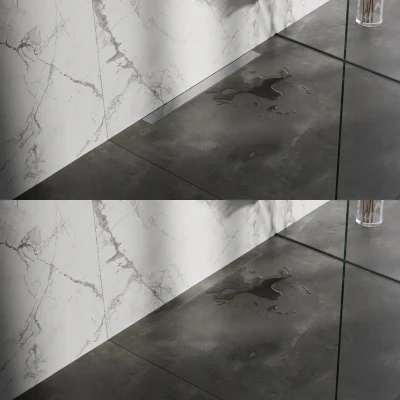 Afbeelding van Brauer Douchegoot 80x7. 5cm muurflens tegelinlegrooster omkeerbaar RVS geborsteld