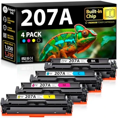 Afbeelding van Smart Ink Compatibele toner met chip voor HP 207A (zwart cyaan magenta geel) als vervanging Color Laserjet Pro MFP M282nw M283cdw M283fdn M283fdw M255dw M255nw