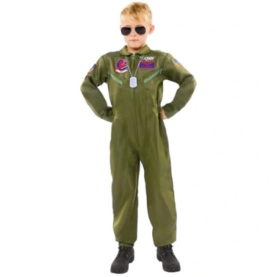 Afbeelding van Amscan Kinderkostuum Top Gun Maverick, piloot, jumpsuit, uniform, jetpiloot, carnaval