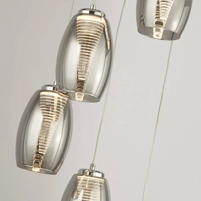 Afbeelding van Searchlight 5 lichts vide hanglamp Cyclone chroom met smoke 97291 5SM