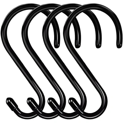 Afbeelding van HiGift 6 Inch Grote S haken om op te hangen, Heavy Duty, antislip vinyl gecoate haak voor kast, staal metaal zwart rubber opknoping plant jeans pot pan kleding portemonnee