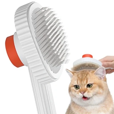 Afbeelding van ACE2ACE Kattenborstel, kattenverzorgingsborstel voor het afstoten, kattenhaarborstel, zelfreinigende kattenborstel lang en kort haar, verwijder eenvoudig matten los haar