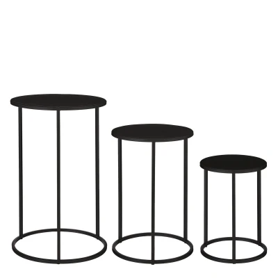 Afbeelding van Quinty Bijzettafel Set van 3 H50 x Ø32 cm Metaal Zwart