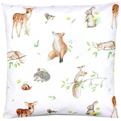 Afbeelding van TupTam Kussenslopen voor Kinderen Decoratief met Patroon, Bosdieren/Egel/Hert/Vos/Konijn/Beige, 60 x cm
