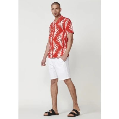 Afbeelding van Koroshi Shortsleeved Overhemd, Heren, Maat: Medium, Rojo red