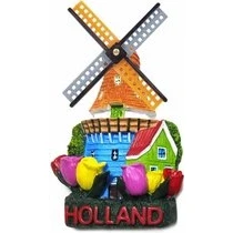 Afbeelding van Magneet Molen &amp; Tulpen Holland Polystone Souvenir