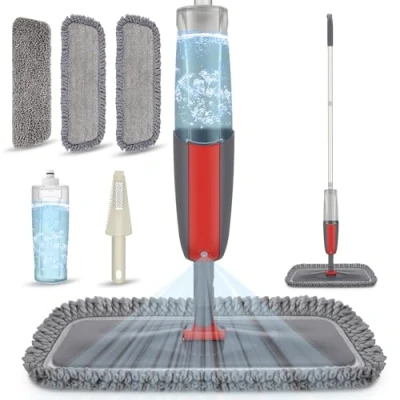 Afbeelding van Microvezel dweilspray vloerdweil met spray voor vloerreiniging MEXERRIS reinigingsdweilen harde vloeren hardhouten laminaattegels vloeren, natte dweil stofdweilen 3 wasbare vervangende pads