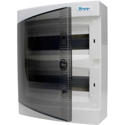 Afbeelding van Kopp 350912048 opbouw verdeelkast met deur 2 rijen voor 24 pool, grijs/zwart