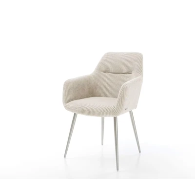 Afbeelding van Armleunstoel Pejo Flex 4 poot conisch roestvrij staal cord beige