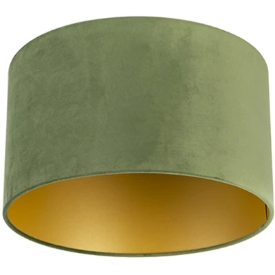 Afbeelding van QAZQA Velours lampenkap groen 353520 met gouden binnenkant