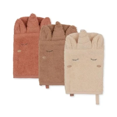 Afbeelding van Konges Sløjd Washandjes Dier (Set van 3) Unicorn