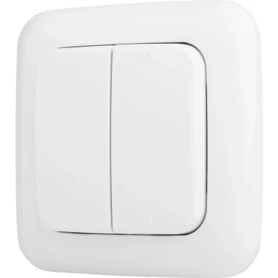 Afbeelding van Draadloze Dubbele Wandschakelaar Lichtschakelaar Plug &amp; Connect Smartwares SH4 90159, Wit
