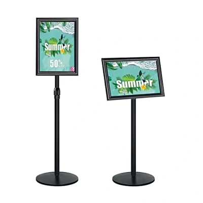 Afbeelding van NewZeal Verstelbare A4 Poster Stand Heavy Duty Vloerstaande Houder Notice Sign voor Bruiloft/Show/Display/Advertentie, Zwart