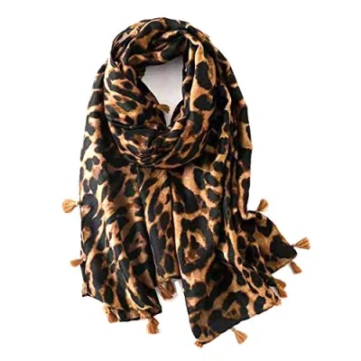 Afbeelding van Micoop Chique sjaal met luipaardpatroon, lange dierenprint, voor dames, Bruin, L
