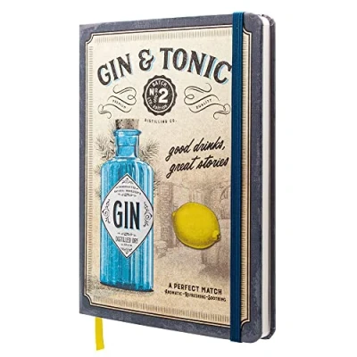 Afbeelding van Nostalgic Art Retro notitieboek gestippeld, Gin &amp; Tonic Drinks Stories Geschenkidee voor cocktailfans, Bullet Journal dotted, Design vintage, A5