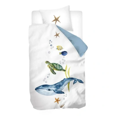 Afbeelding van Snoozing Tavion Dekbedovertrek Eenpersoons 140x200/220 cm + 1 sloop) Wit/Blauw