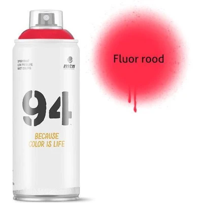 Afbeelding van MTN94 Fluoriserend Rode spuitverf 400ml lage druk en matte afwerking