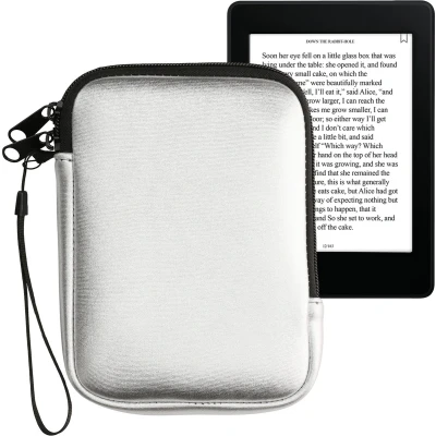 Afbeelding van kwmobile Neopreen e Reader Pouch Maat 6&quot; eReader Universele eBook Sleeve Case met Rits Zilver