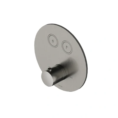 Afbeelding van HotBath Cobber Afbouwdeel Inbouwthermostaat met 2 pushbuttons Geborsteld Nikkel PB009EXTGN