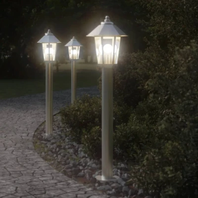 Afbeelding van Buitenvloerlamp 80 cm roestvrijstaal zilverkleurig