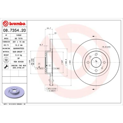 Afbeelding van Brembo Remschijf 08.7354.20
