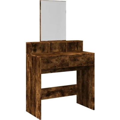 Afbeelding van vidaXL Kaptafel met spiegel 80x41x144,5 cm gerookt eikenkleurig
