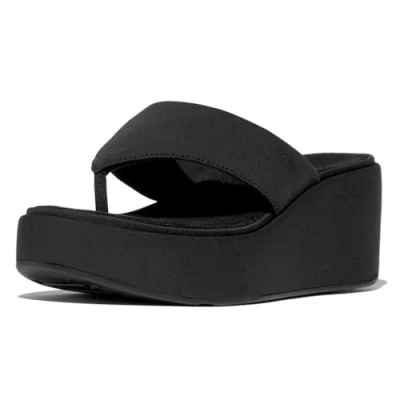 Afbeelding van Fitflop Vrouwen Platfforms Wedge Toe Post Sandalen, Zwart, 40 UK, 41 EU