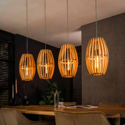 Afbeelding van Fraaai Stevie hanglamp 4L orbit massief mango naturel Hout