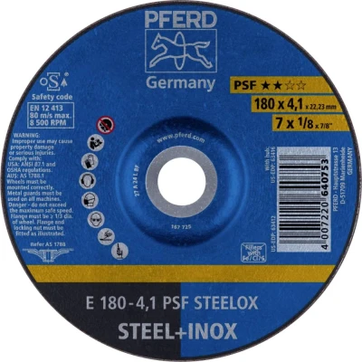 Afbeelding van PFERD 62017950 E 180 4,1 PSF STEELOX Afbraamschijf gebogen Diameter mm Boordiameter 22.23 RVS, Staal 10 stuk(s)