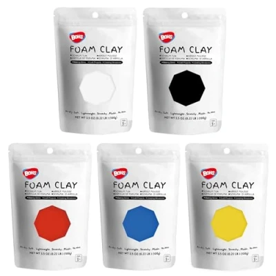 Afbeelding van BOHS Primaire Kleuren Schuim Modellering Klei Squishy, Luchtdroog, Zacht voor Schoolprojecten, Baby Handafdrukken, Slijm, Nepbakken Geschenken Volwassenen en Kinderen 5 stuks, 0,5 kg