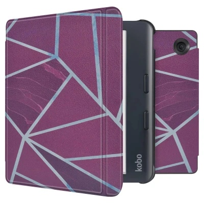 Afbeelding van Kobo Libra Colour Hoes: iMoshion Design Slim Hard Case Sleepcover Bookcase met stand Bordeaux Graphic Kunstleder E Reader Hoezen