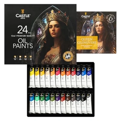 Afbeelding van Castle Art Supplies 24 x 12 ml olieverf set Nieuwe verbeterde formule Grote waarde voor volwassen kunstenaars, beginners en gevorderden Levendige verscheidenheid aan soepel te gebruiken