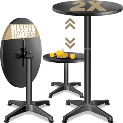 Afbeelding van CASARIA Statafels Set van 2 Inklapbar Verstelbar 70cm 115cm Zwart