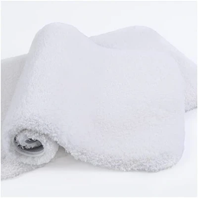 Afbeelding van Zachte badmat, antislip, superabsorberende mat van dikke en pluizige microvezel, sneldrogend, machinewasbaar, set 2 matten, 50 x 80 cm (wit)
