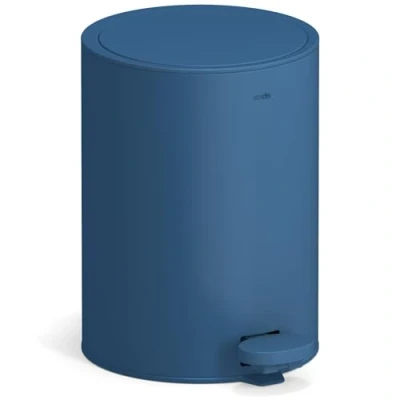 Afbeelding van stardis Pedaalemmer, 3 liter, roestvrij staal, mat, softclose, klapdeksel, stil sluitend, binnenemmer, prullenbak, afvalemmer, badkameremmer, blauw
