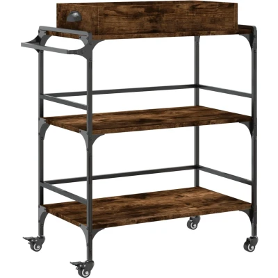 Afbeelding van vidaXL Keukentrolley 81,5x41x92,5 cm bewerkt hout gerookt eikenkleurig