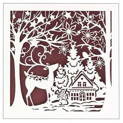 Afbeelding van Laserwenskaart Kerstmis, met inlegger &amp; envelop wenskaart voor wintertijd, advent (Design 8)