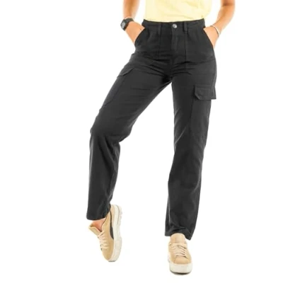 Afbeelding van ONLY high waist straight fit cargobroek ONLMALFY zwart