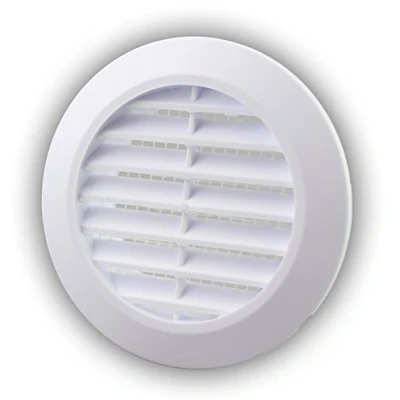 Afbeelding van Ventilatierooster afsluitrooster rond Ø 90 mm wit met insectennet rooster ABS kunststof weerbestendig insectenbescherming