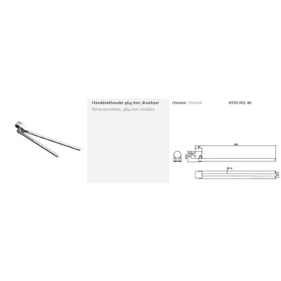 Afbeelding van Emco rondo2 handdoekhouder 2 lids 464mm chroom 455000146